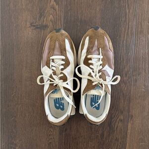 New Balance Suede Brown and White Sneakers Sz 9.5
